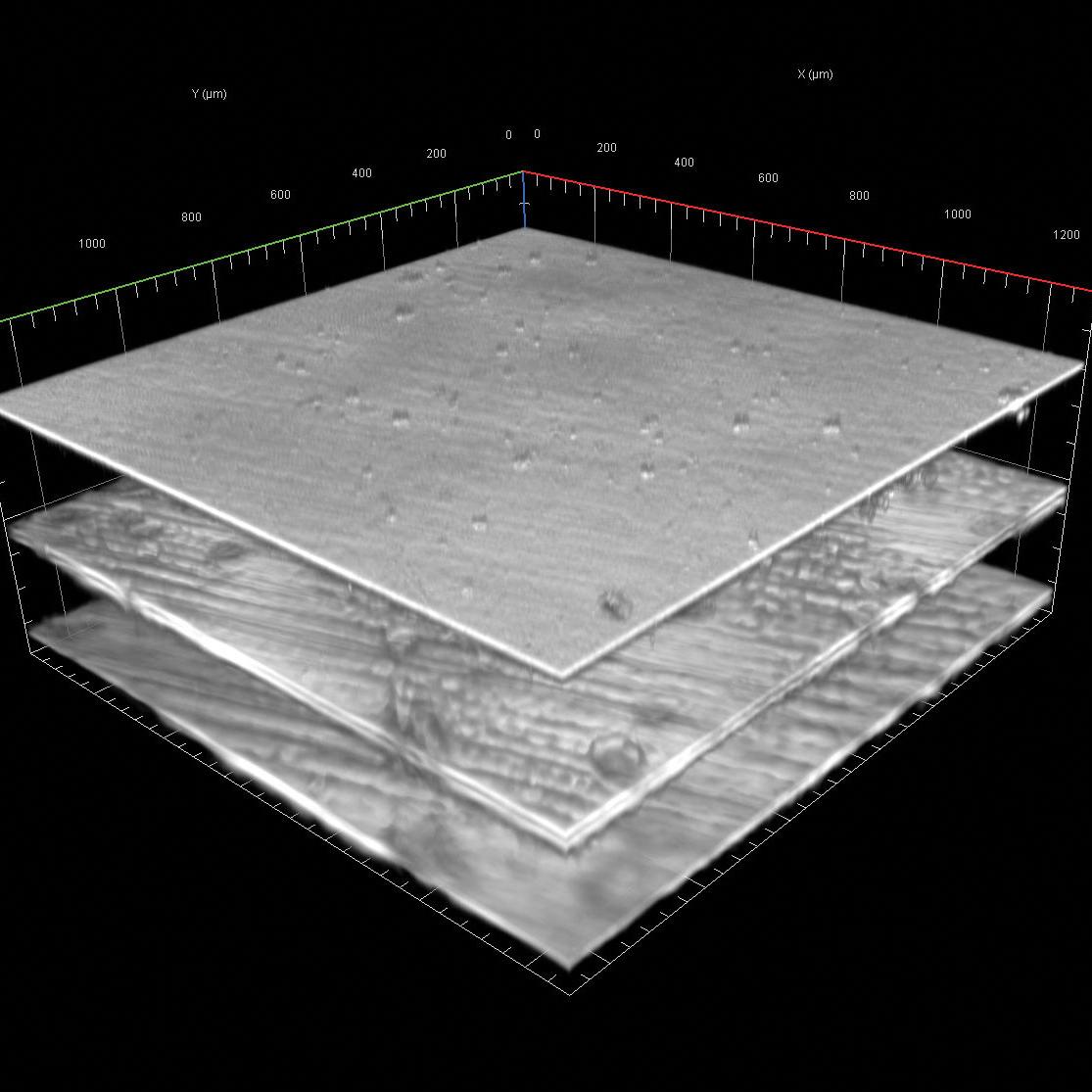 Mehrschichtiges System, zwei Schichten eines zusammengesetzten Polymerverbunds.​