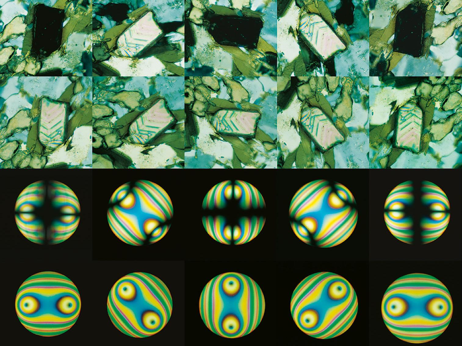 Behavior of optically anisotropic crystals in linearly and circularly polarized light, orthoscopy and conoscopy.