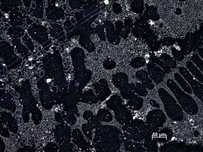 Aluminium-Silizium-Guss, Auflicht-Dunkelfeld 