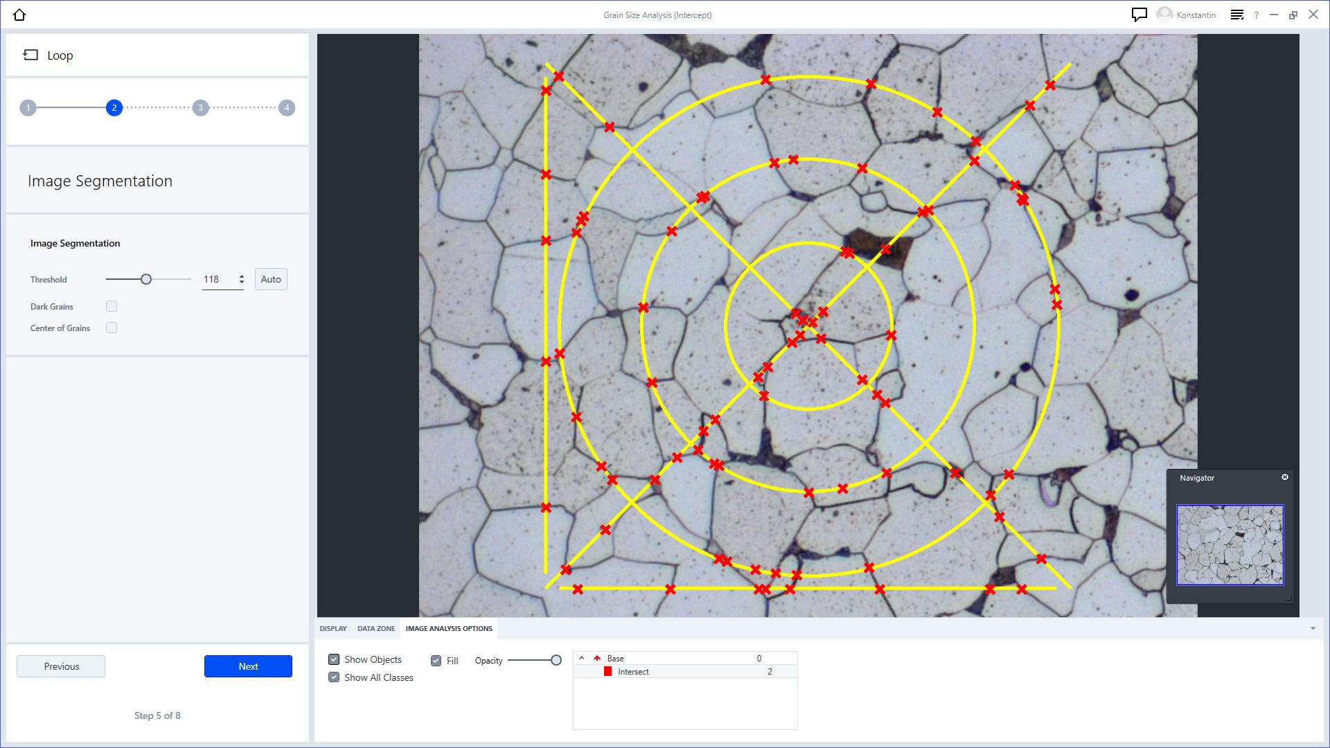 Analyse de la taille des grains – méthode d'intersection​