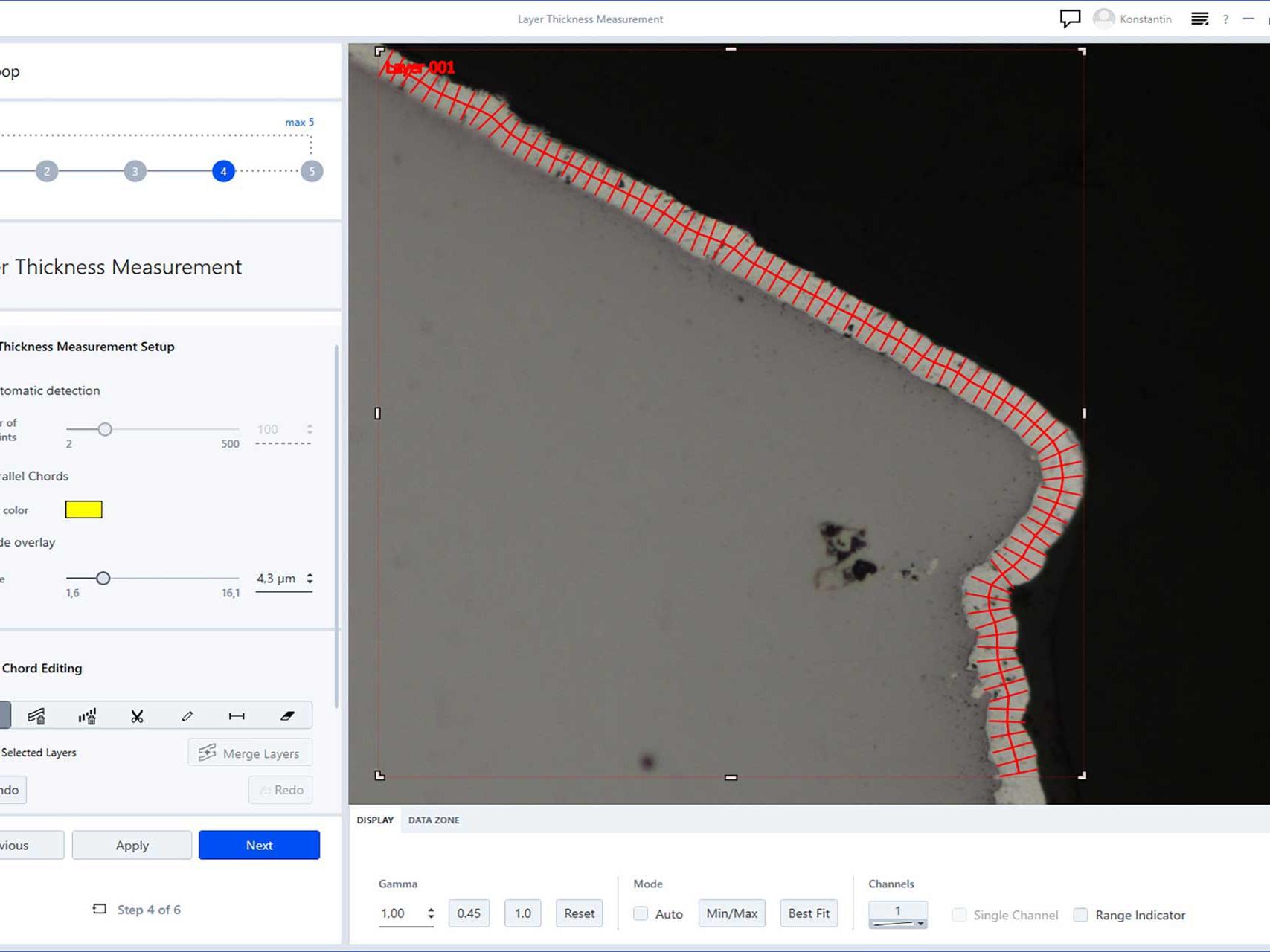 Layer Thickness Measurement – automatic detection of a layer