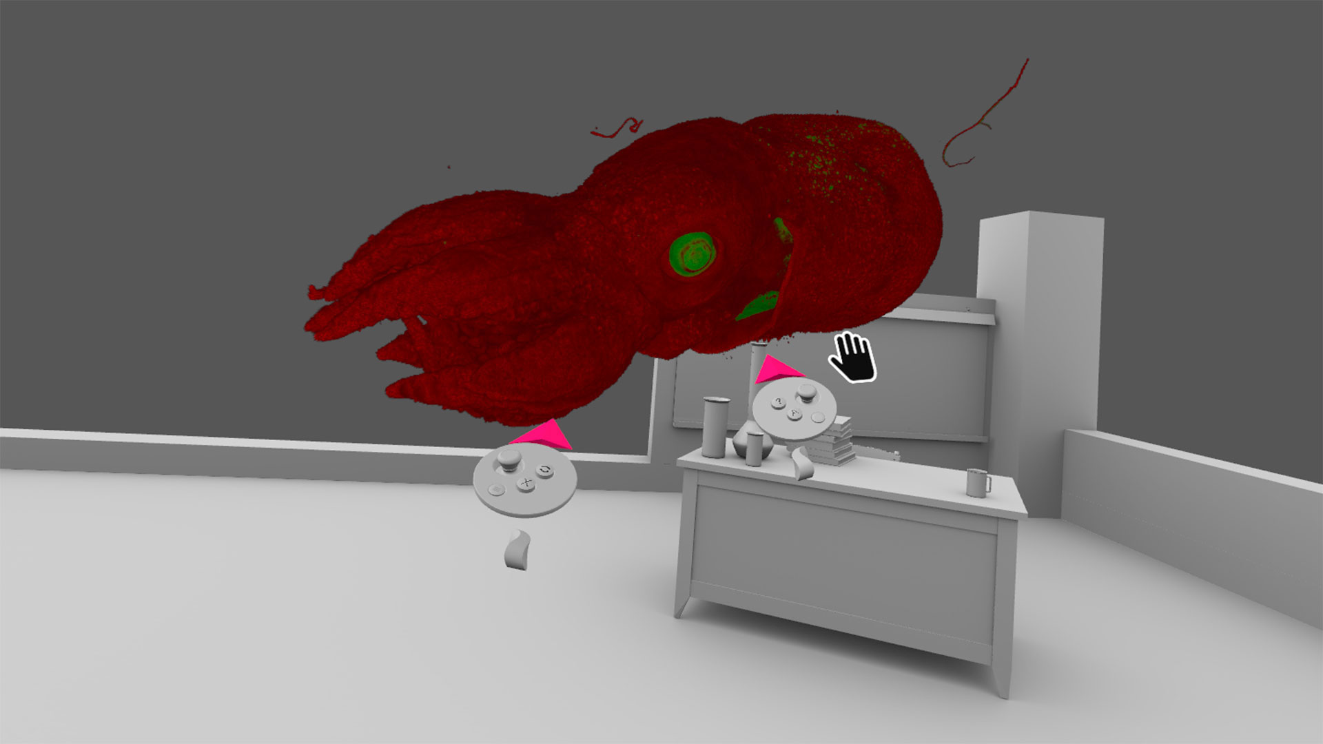 Octopus sample visualized and viewed in a VR environment with voice control.