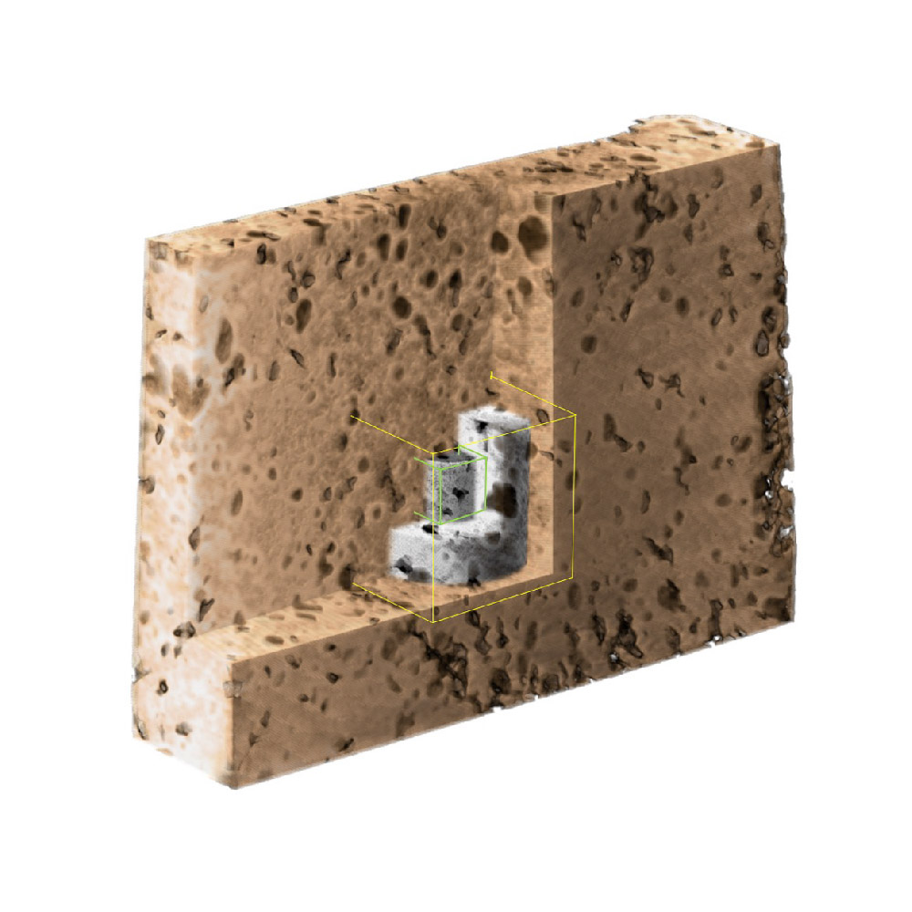A metal matrix composite (MMC) sample with hierarchical microstructure.