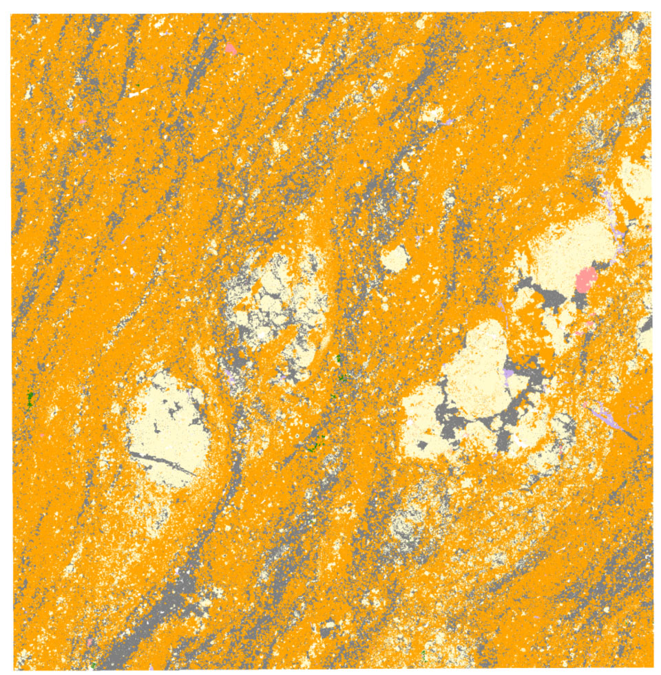 Phase segmentation, classification, and quantification with ZEISS SEM and Phase Identifier AI provides unbiased mineralogy and fabric information.