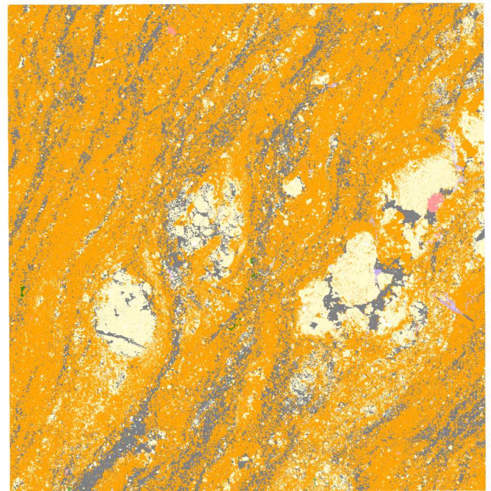 Phase segmentation, classification, and quantification with ZEISS SEM and Phase Identifier AI provides unbiased mineralogy and fabric information.
