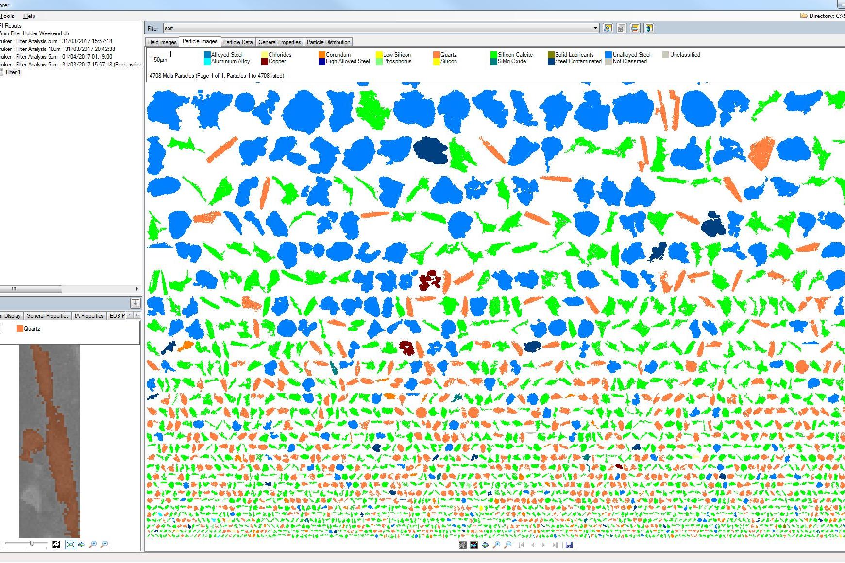 SmartPI Explorer navigation window with multi-particle view