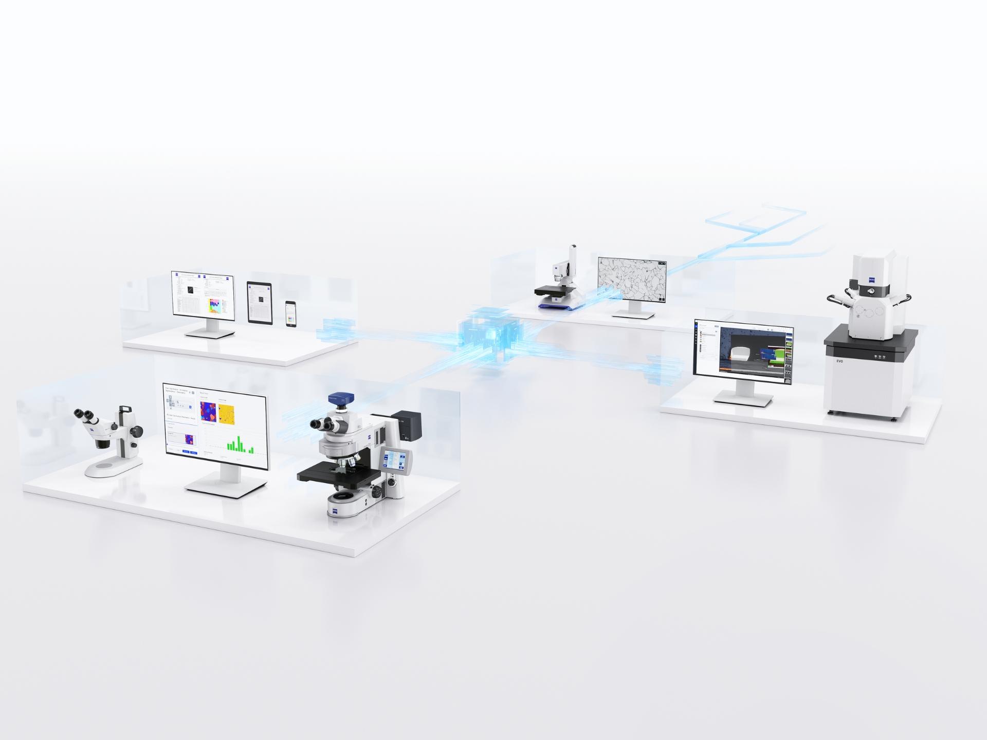 Connected Microscopy enabled by ZEN core. Operate ZEISS stereo, light and scanning electron microscopes, correlate date over different modalities and visulaize and analyze all your data via mobíle access.