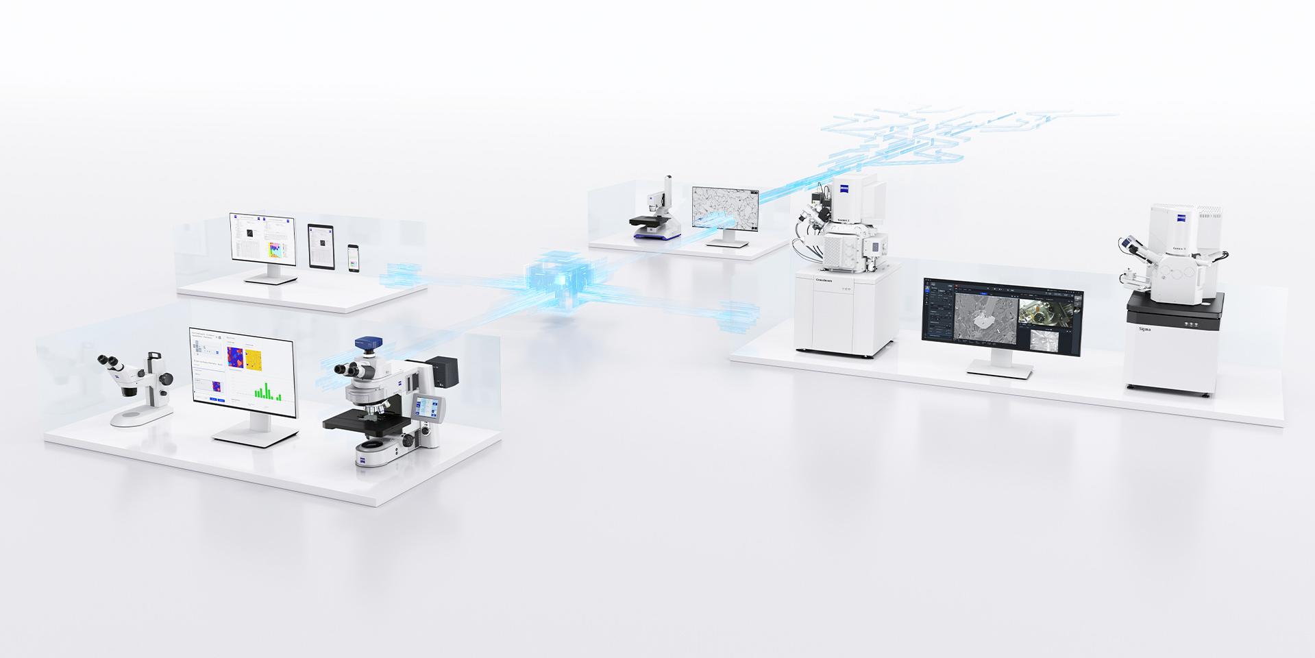 ZEN core serves as your hub for connected microscopy and lets you control ZEISS microscopes, from entry level stereo to light and even to scanning electron microscopes and focused ion beam SEMs. Perform multi-modal experiments, EDS on your SEM or excecute image analysis as a post procesing step. Finally, you can explore all your data your desktop computer or via mobile access.
