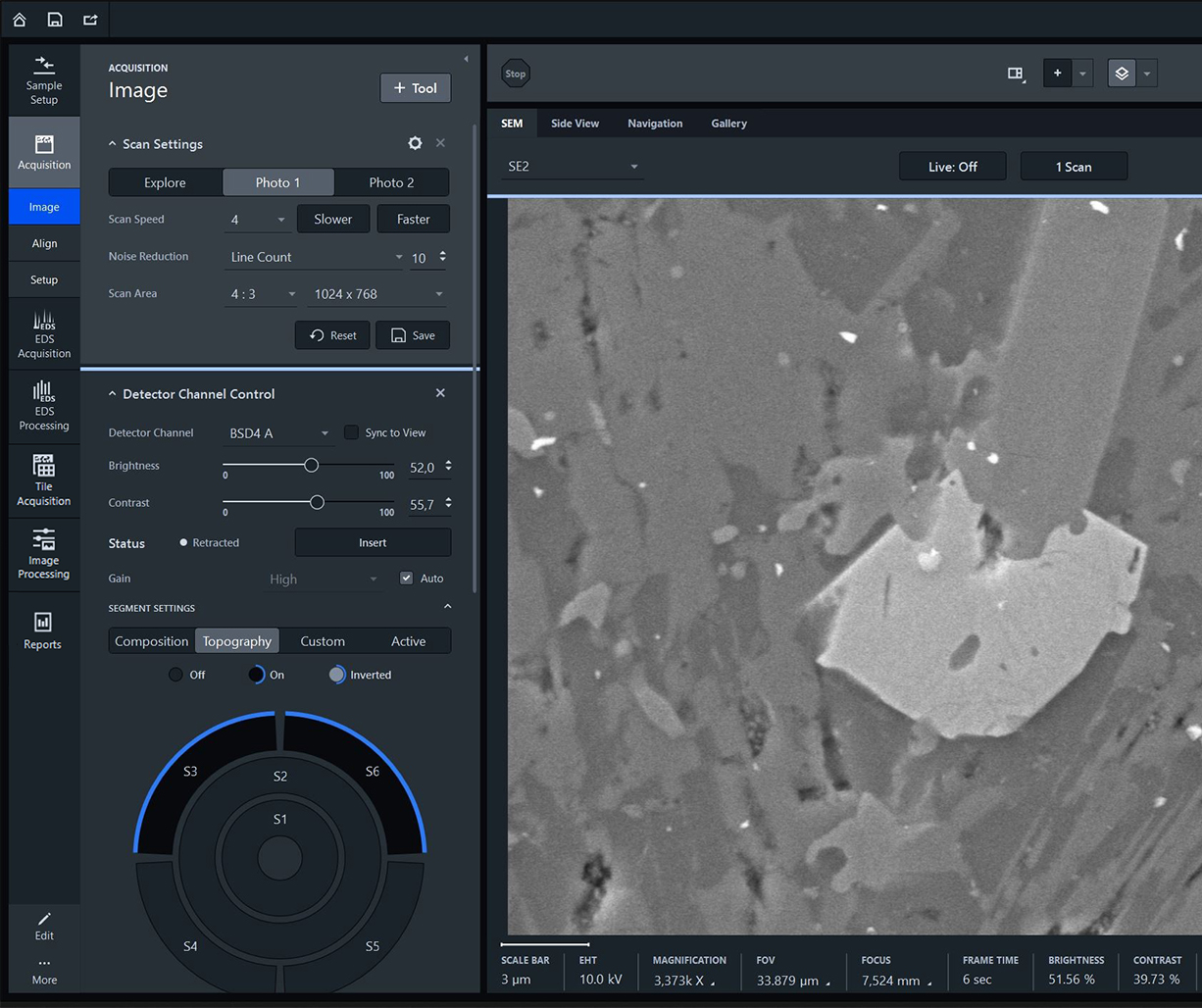 Customize the UI to the workflows you need by creating and saving workbenches that show only the controls you need. The workbench concept makes Operating an SEM with ZEN core with its workbench concept makes it especially attractive for novice users working in a multi-user facility.