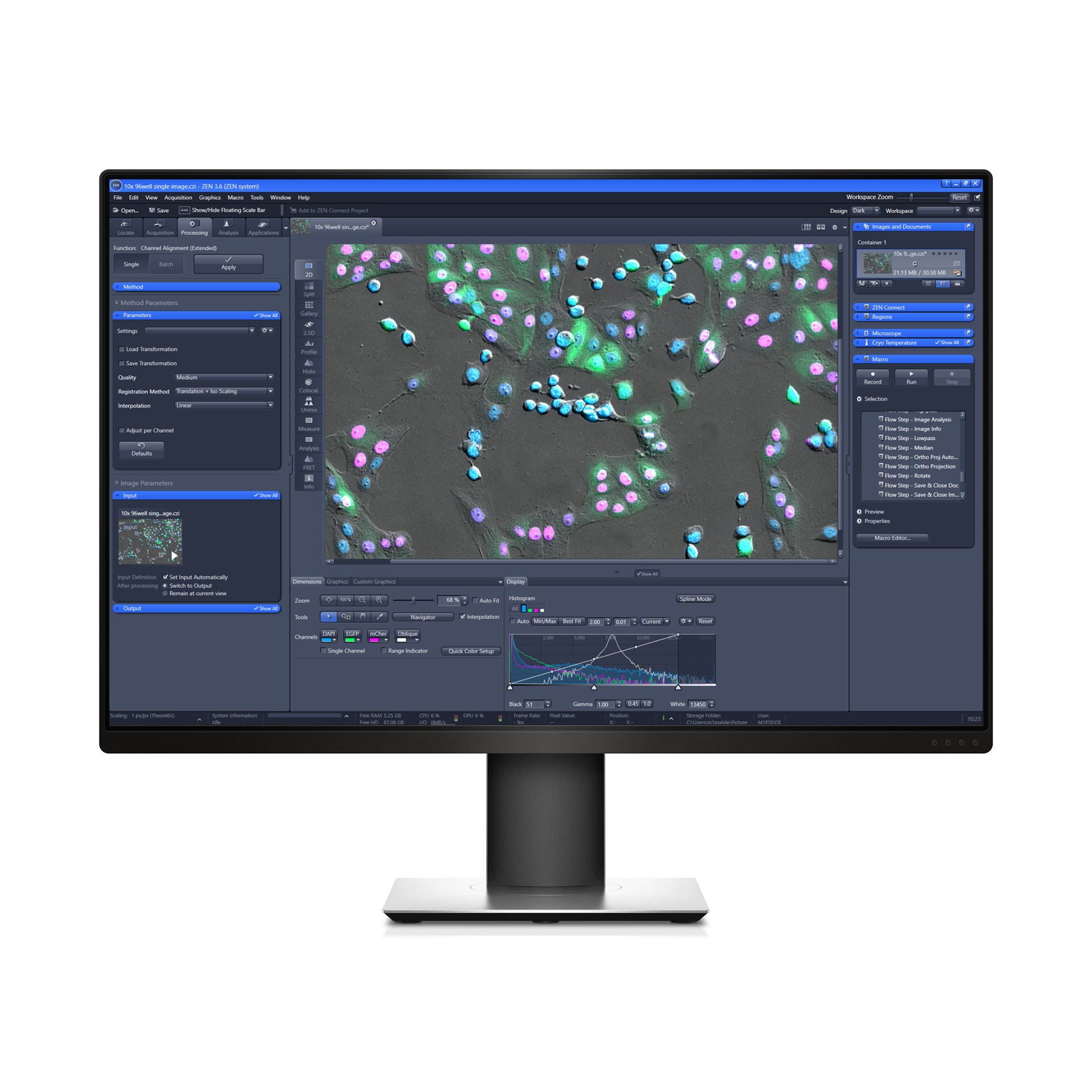 image of a monitor displaying ZEISS ZEN desk