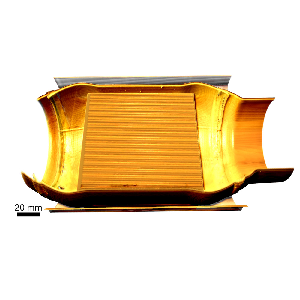 Virtual cutaway view of the interior of an intact catalytic converter