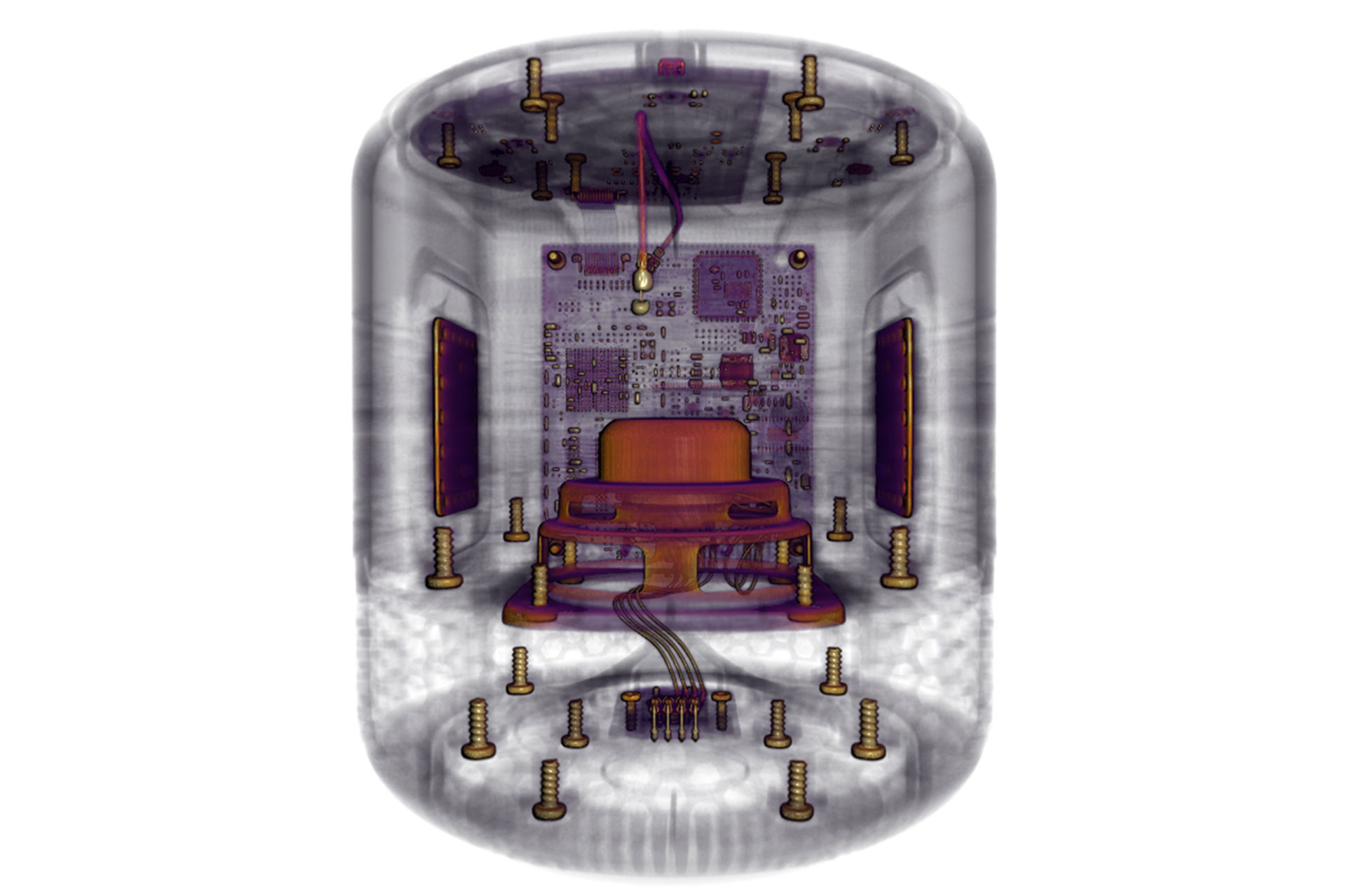 スマートスピーカーの3DコンテキストマイクロCTスキャン画像。  