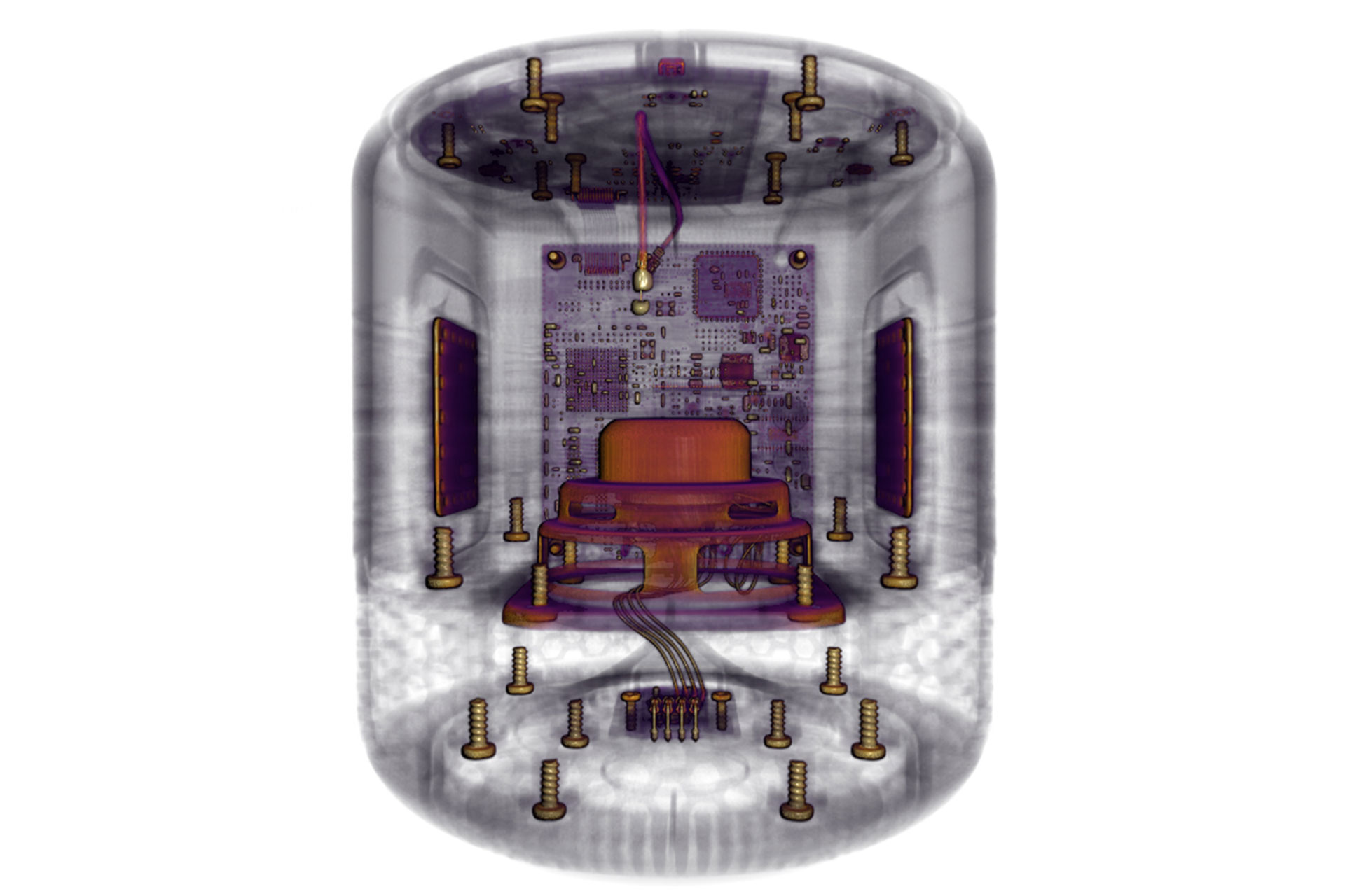 Escaneo con Context microCT en 3D de un altavoz inteligente. 