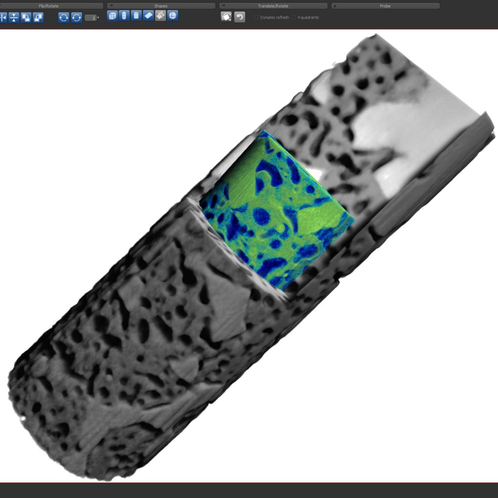 Festoxid-Brennstoffzelle, aufgenommen mit Xradia Ultra. Probe mit freundlicher Genehmigung von: Colorado School of Mines, USA.