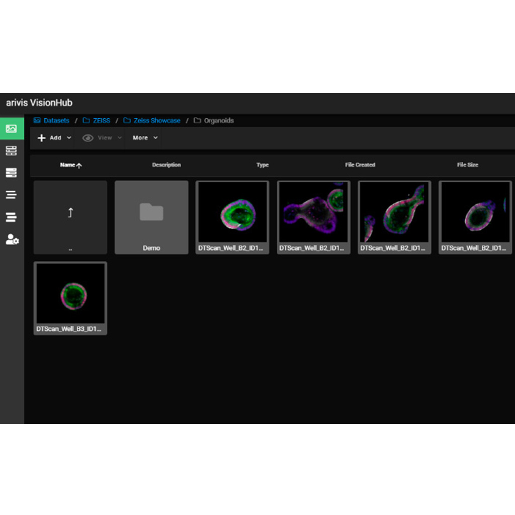 Figure 8A: Datasets in VisionHub. Users can select datasets for high-throughput analysis