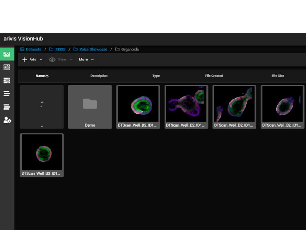 Figure 8A: Datasets in VisionHub. Users can select datasets for high-throughput analysis