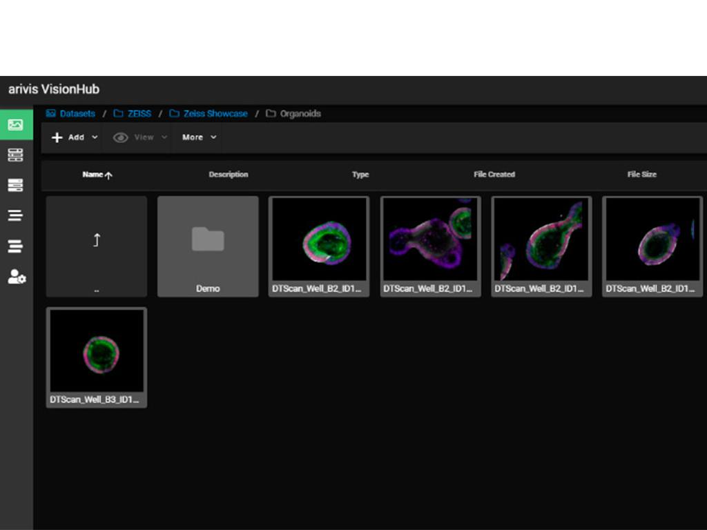 Figure 8A: Datasets in VisionHub. Users can select datasets for high-throughput analysis