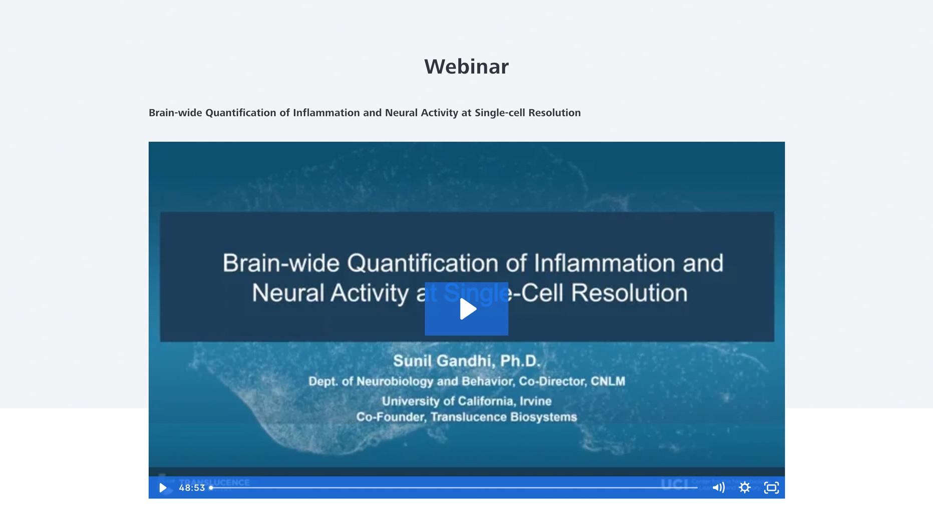 Image excerpt from the webinar Brain-wide Quantification of Inflammation and Neural Activity at Single-cell Resolution