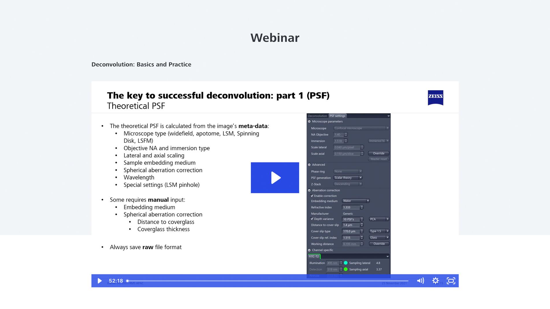 Image excerpt from the webinar Deconvolution: Basics and Practice