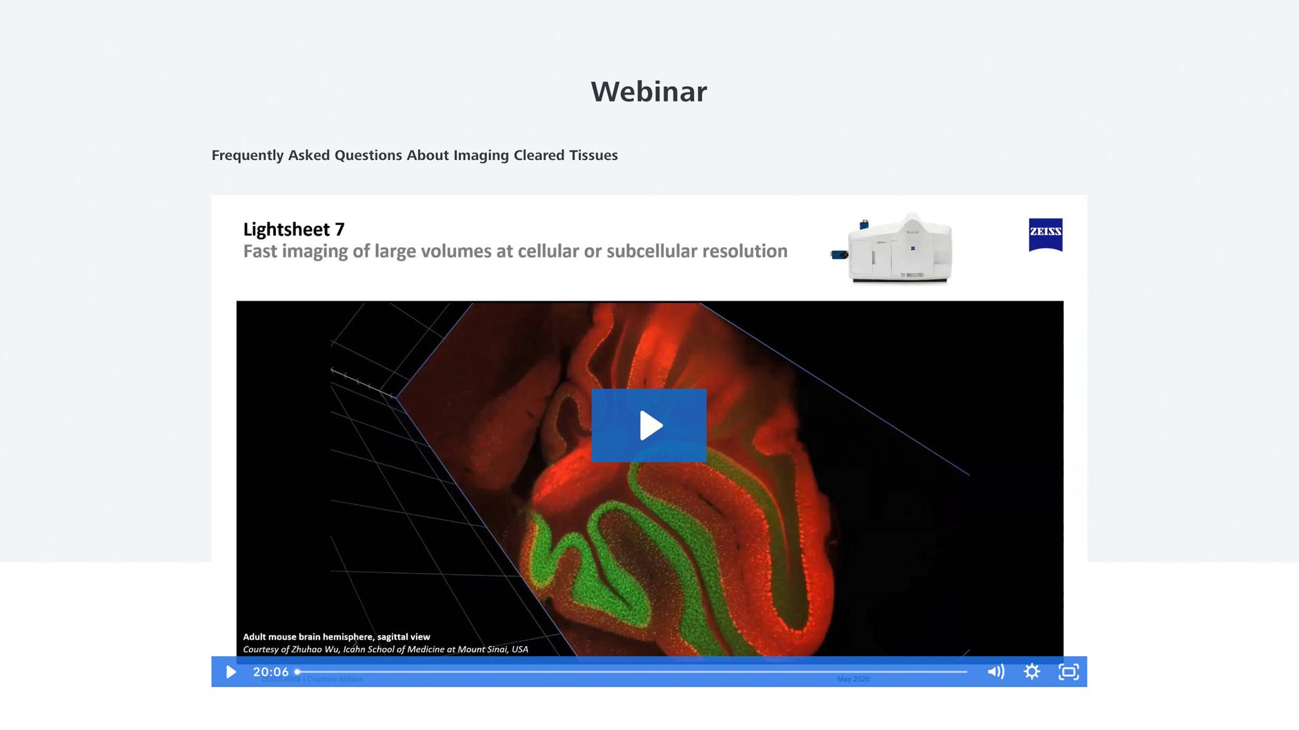 Image excerpt from the webinar Frequently Asked Questions About Imaging Cleared Tissues