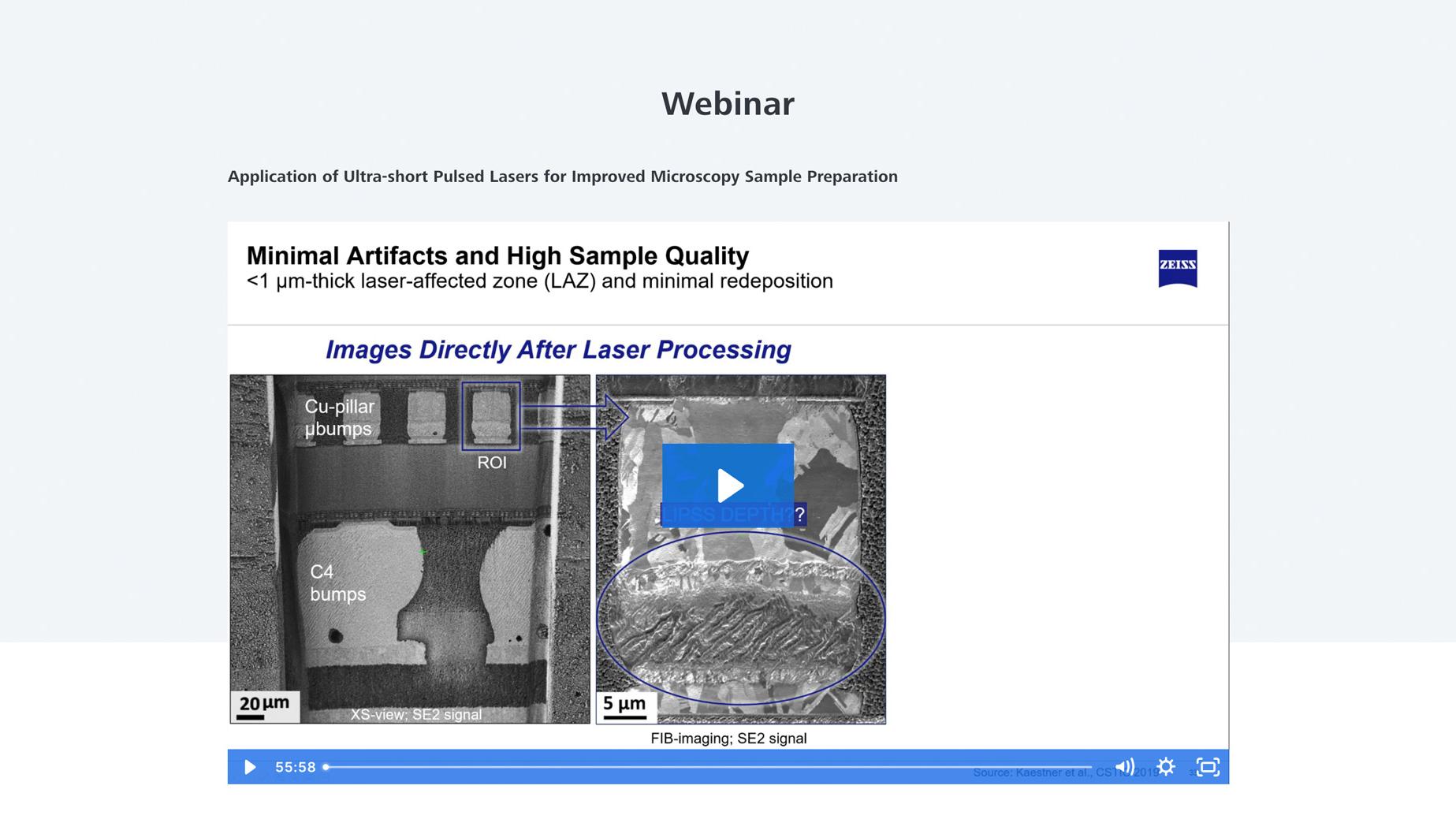 Image excerpt from the webinar Application of Ultra-short Pulsed Lasers for Improved Microscopy Sample Preparation