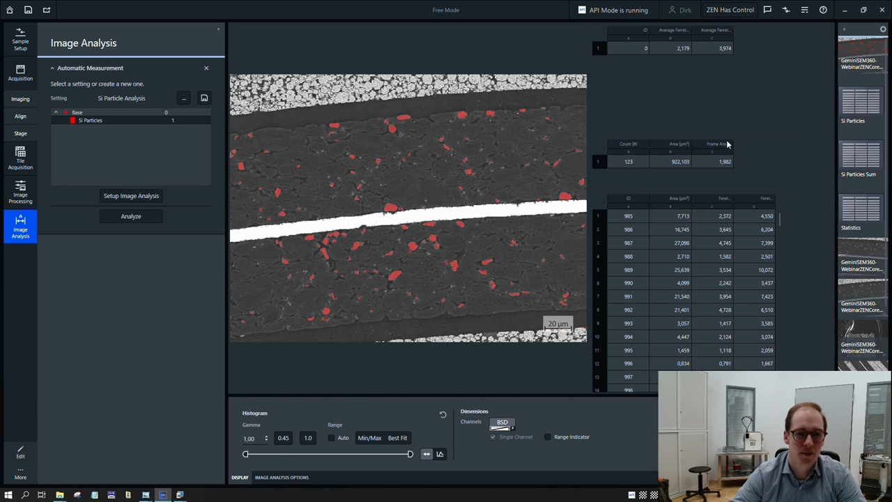 Screenshot of webinar software interface of ZEISS ZEN core
