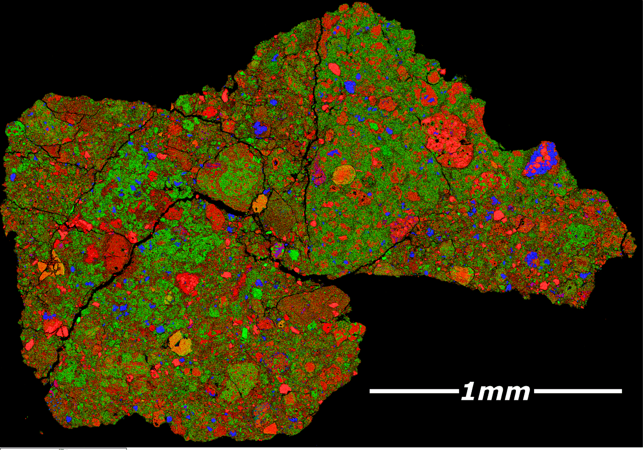 Winchcombe meteorite 3-phase SEM-EDX map