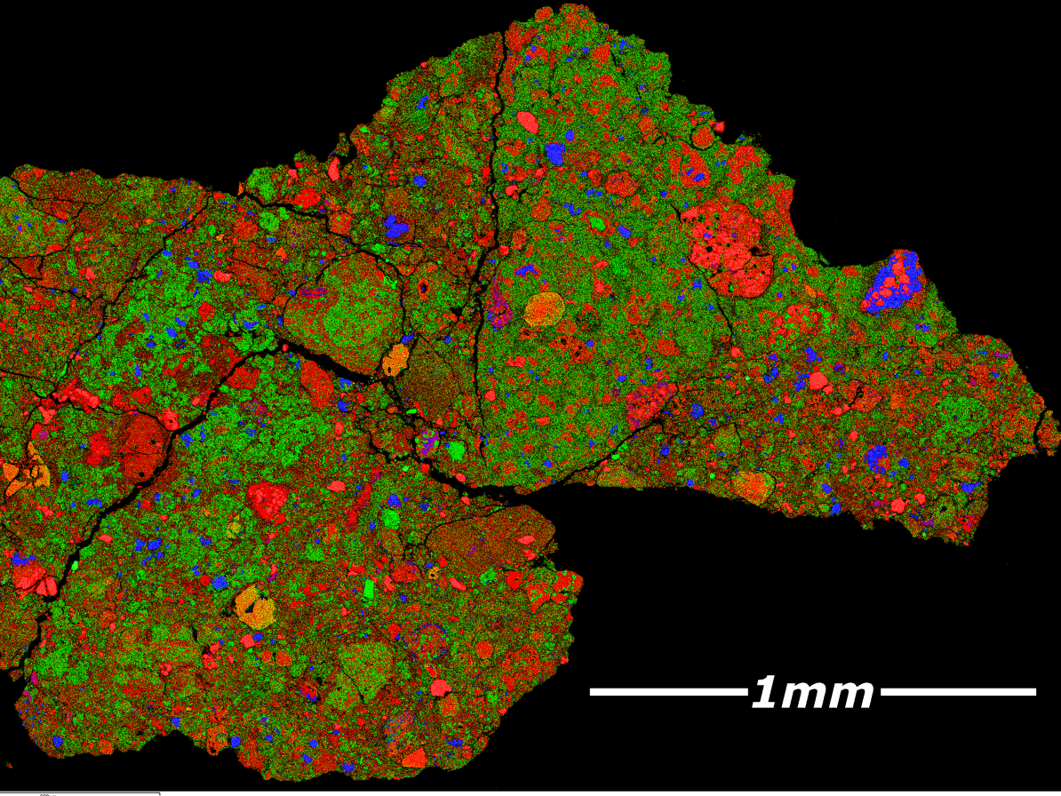 Winchcombe meteorite 3-phase SEM-EDX map