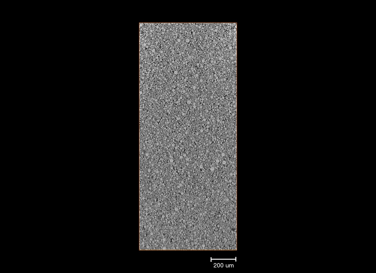 Super resulution raw side view subvolume of a battery, imaged with ZEISS Xradia Versa. Copyright: Paul Shearing