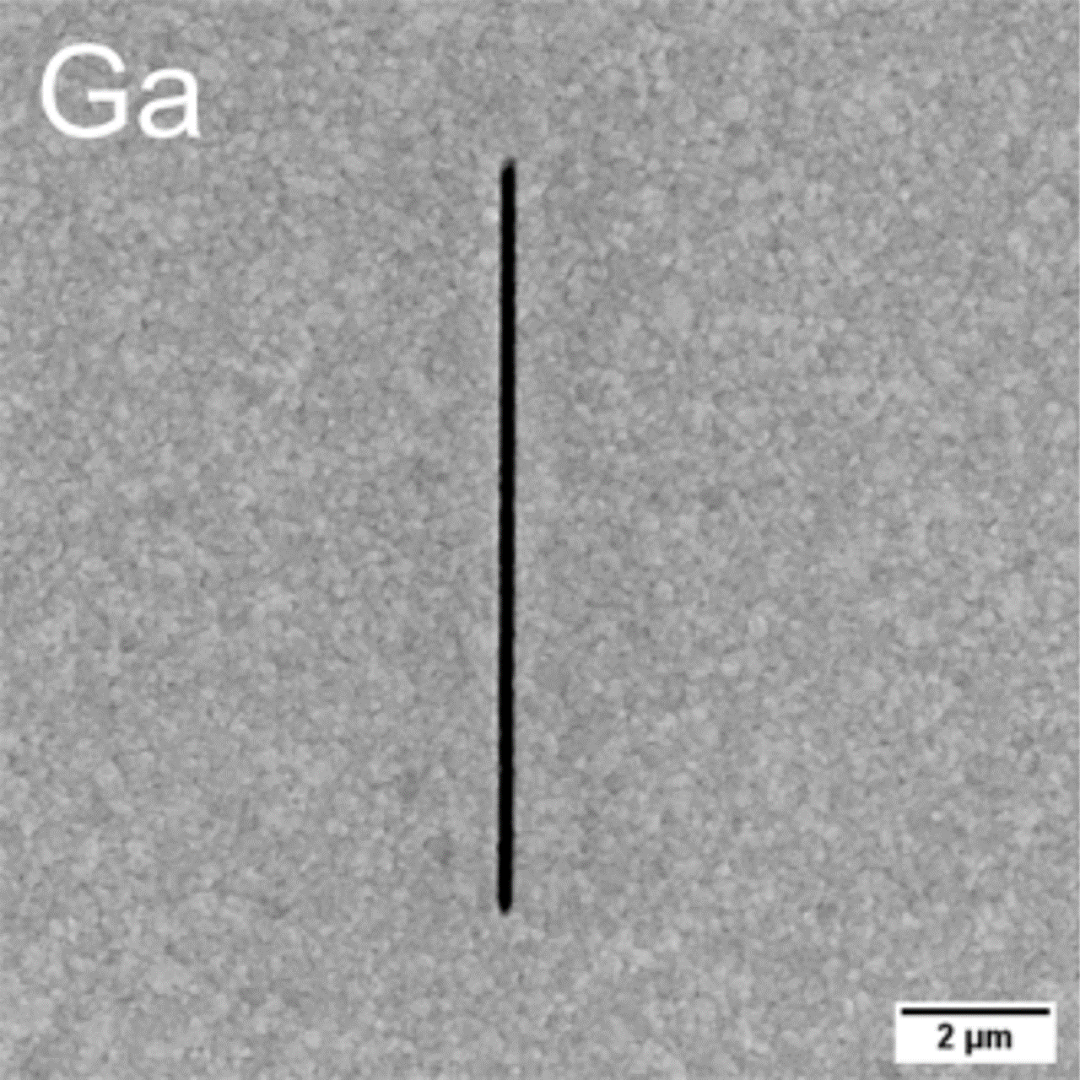 Geometry of notch milled in a gold film with FIB Ga ion species
