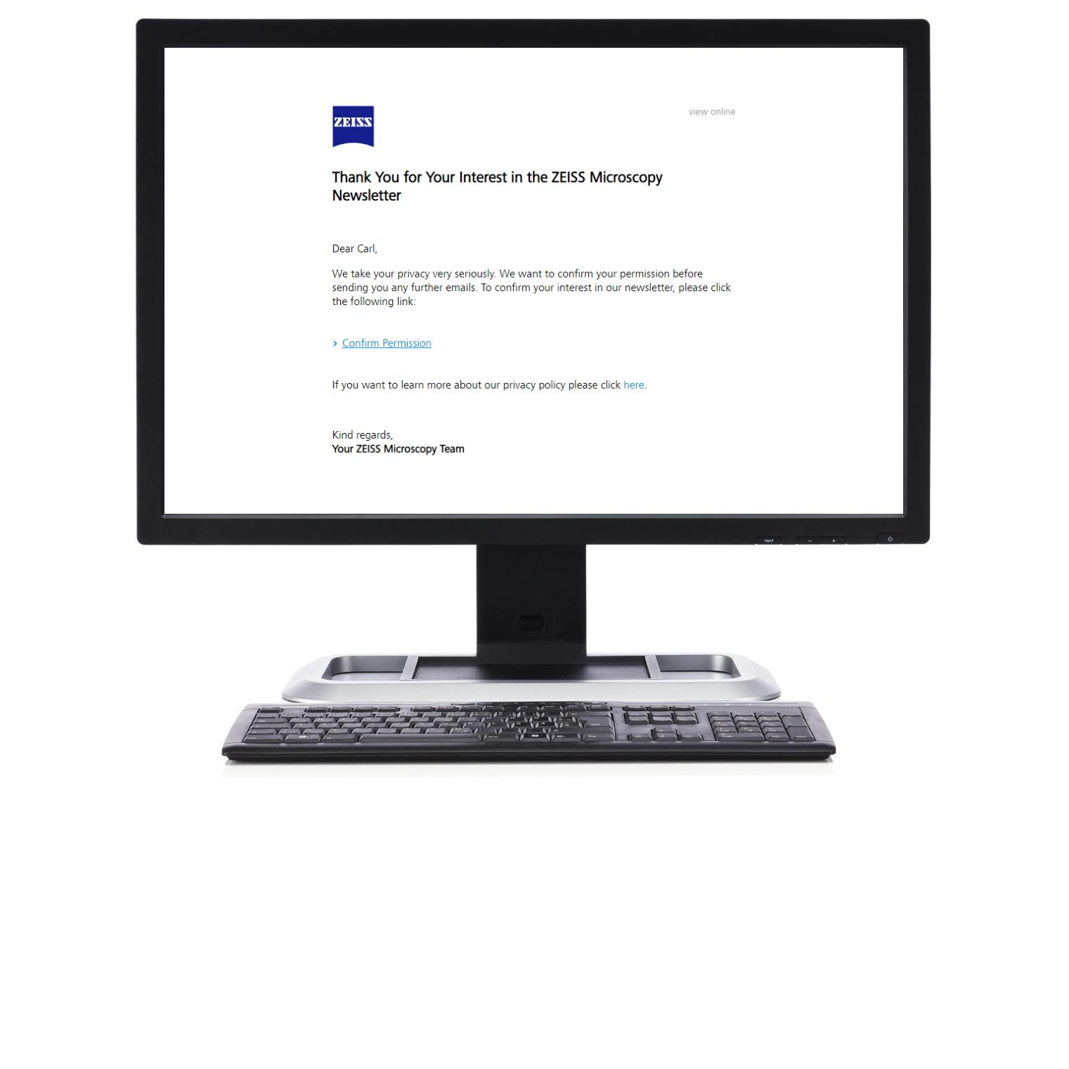 ZEISS Microscopy News 登録確認メール