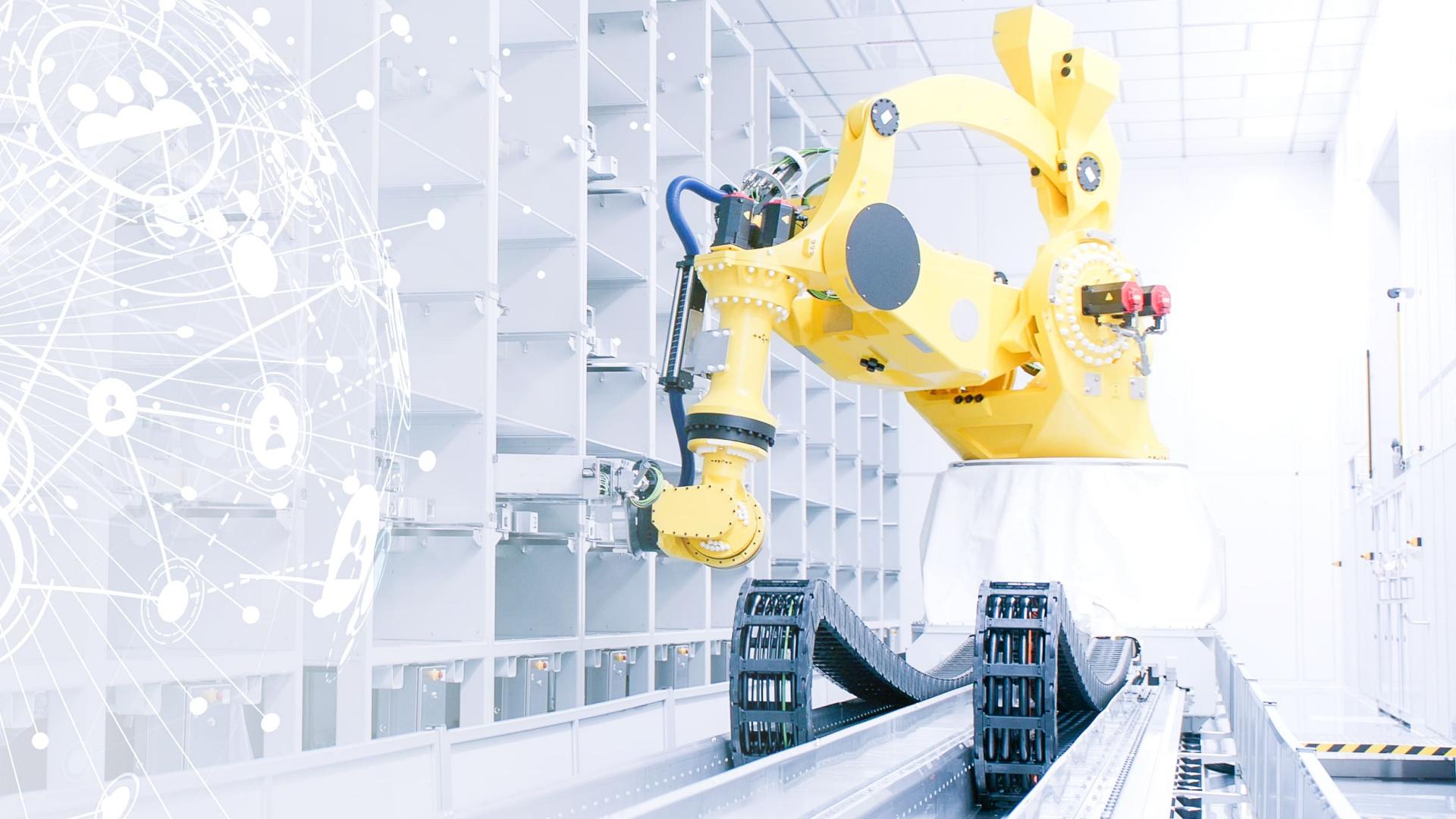 A robot in the cleanroom of the ZEISS Semiconductor Manufacturing Technology
