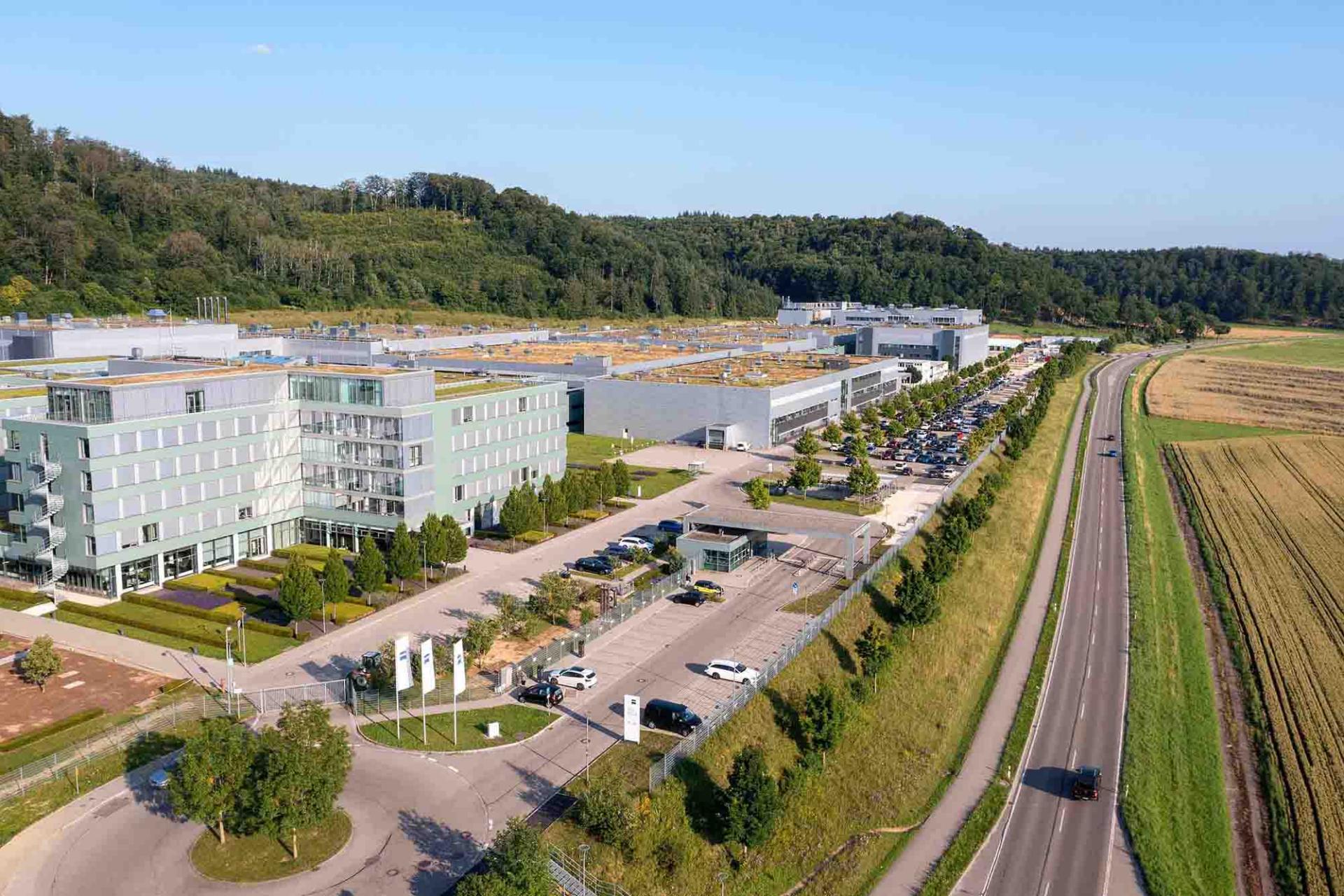 Aerial view of ZEISS SMT headquarters in Oberkochen 