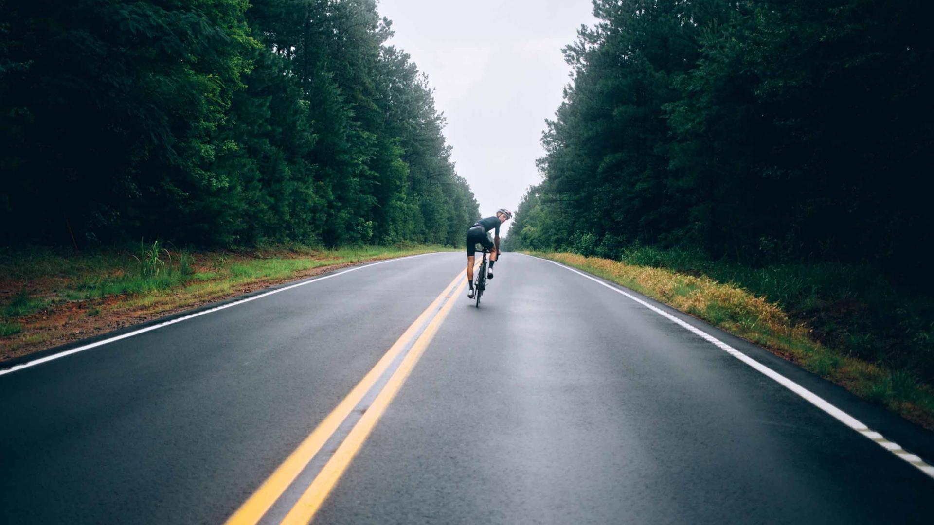 Dirk Ehm on his bike on the road