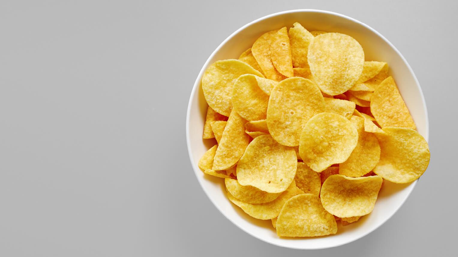 Potato chips, snacks in a bowl