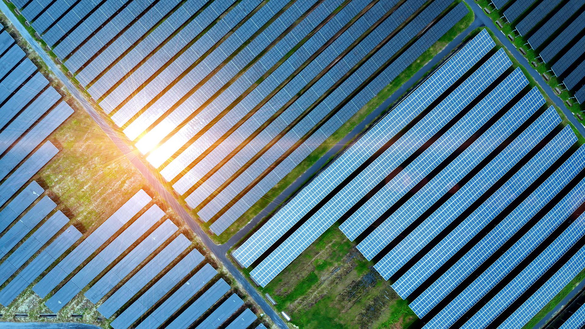 Aerial view of solar cell field