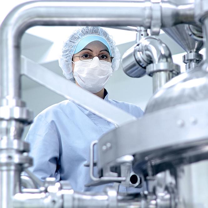 Pharmaceutical industry worker in sterile environments