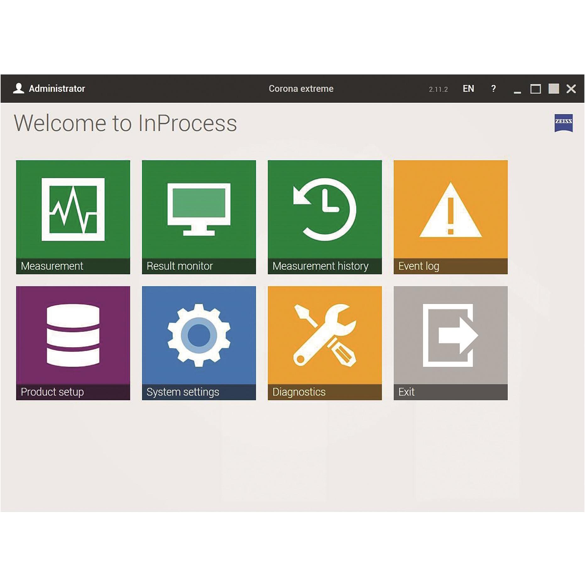 Screenshot of InProcess Software interface, icon-based and intuitive interface with clear structure