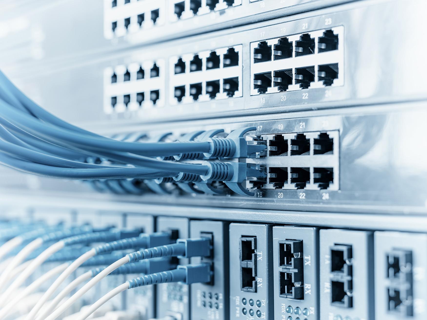 Ethernet cable to network switches background