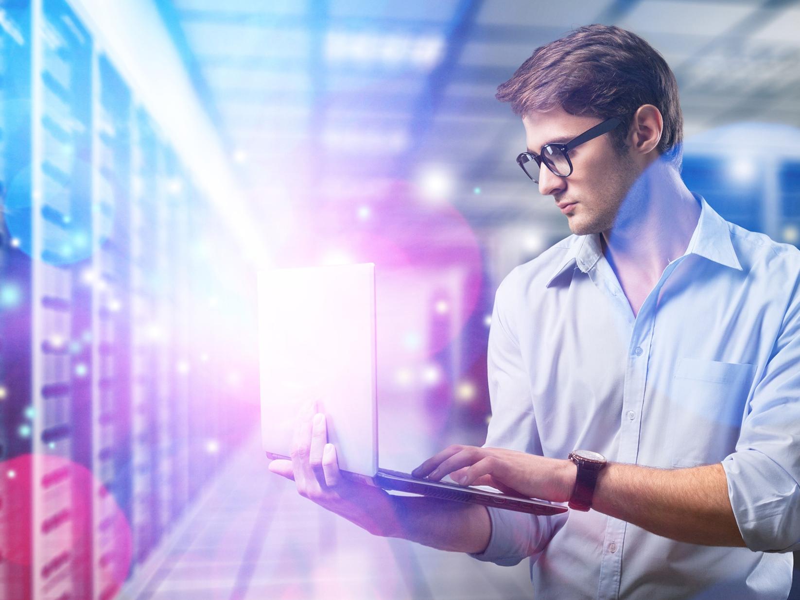 Man working in the data center