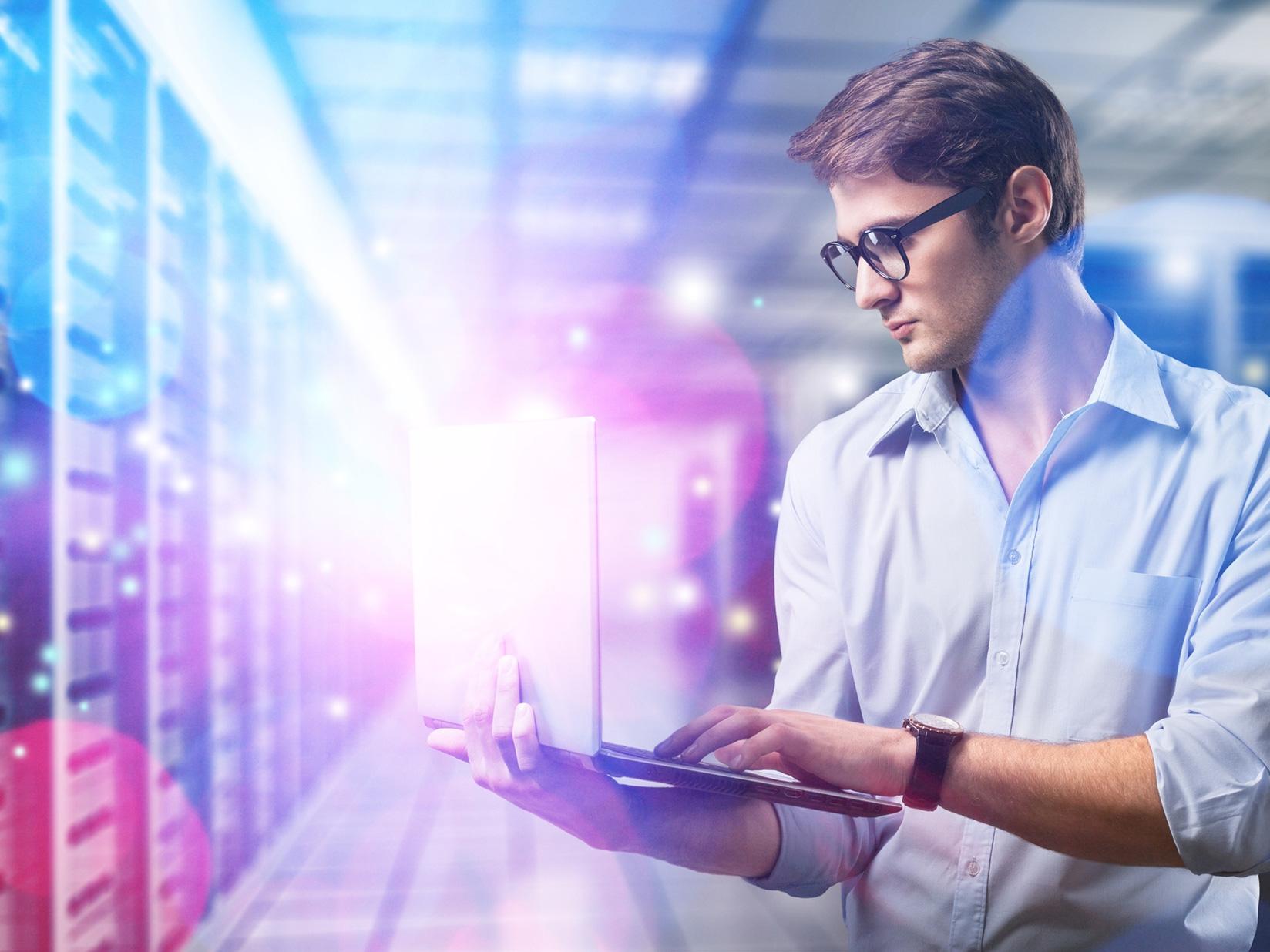 Man working in the data center