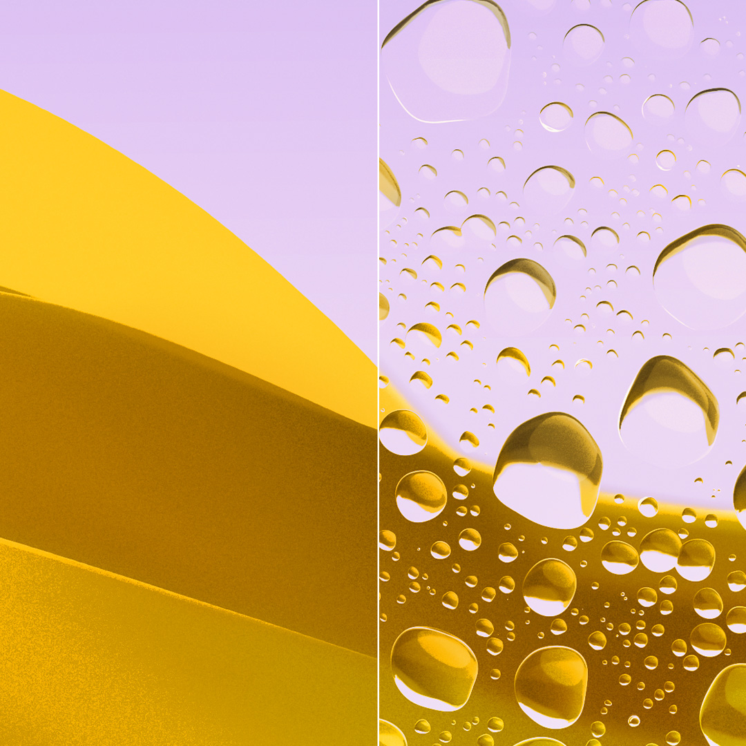 Split images of a clear, clean lens with ZEISS DuraVision Gold UV and a lens with water drops.