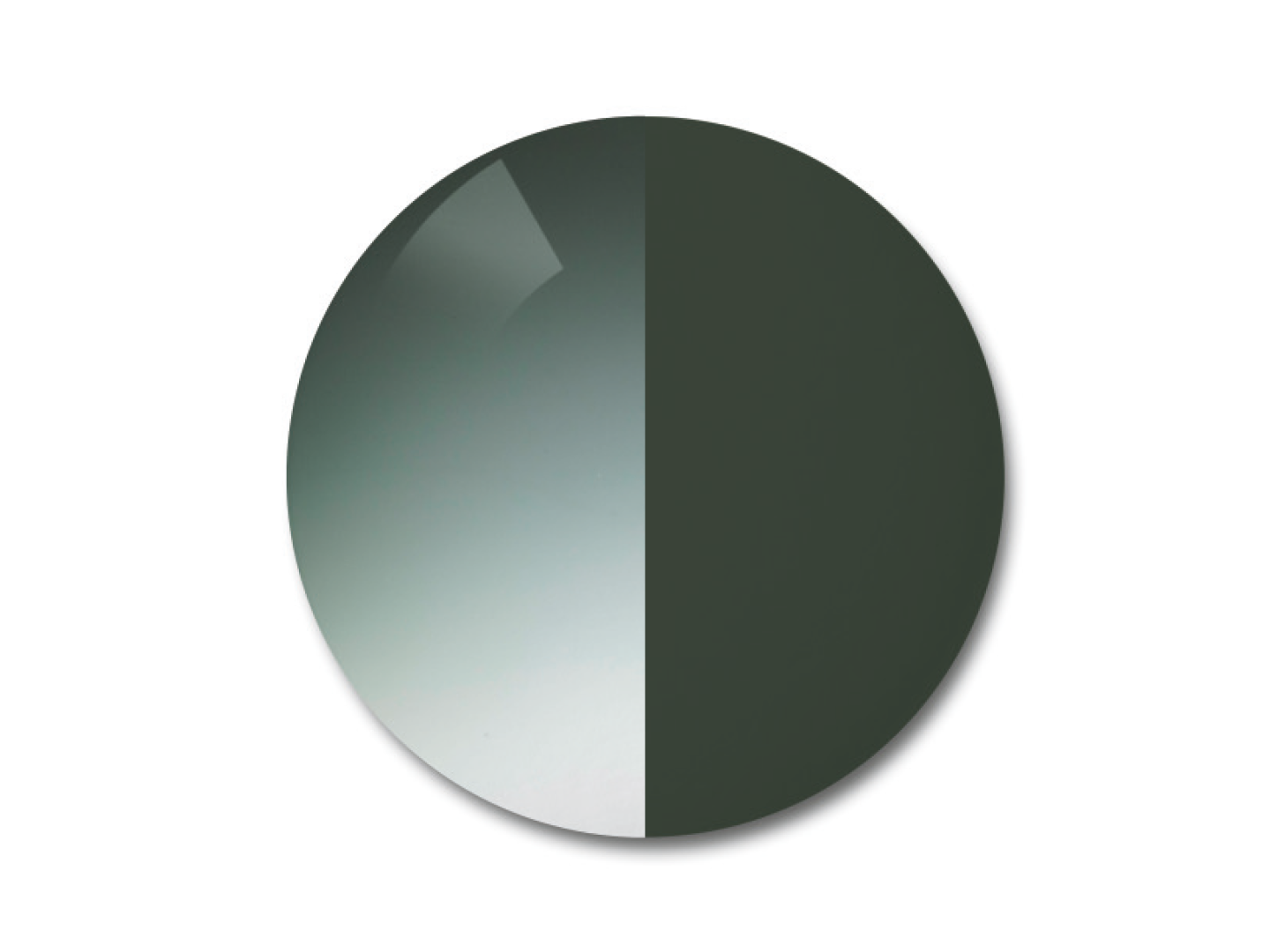 Изображение фотохромной линзы ZEISS AdaptiveSun с градиентной серо-зеленой тонировкой 