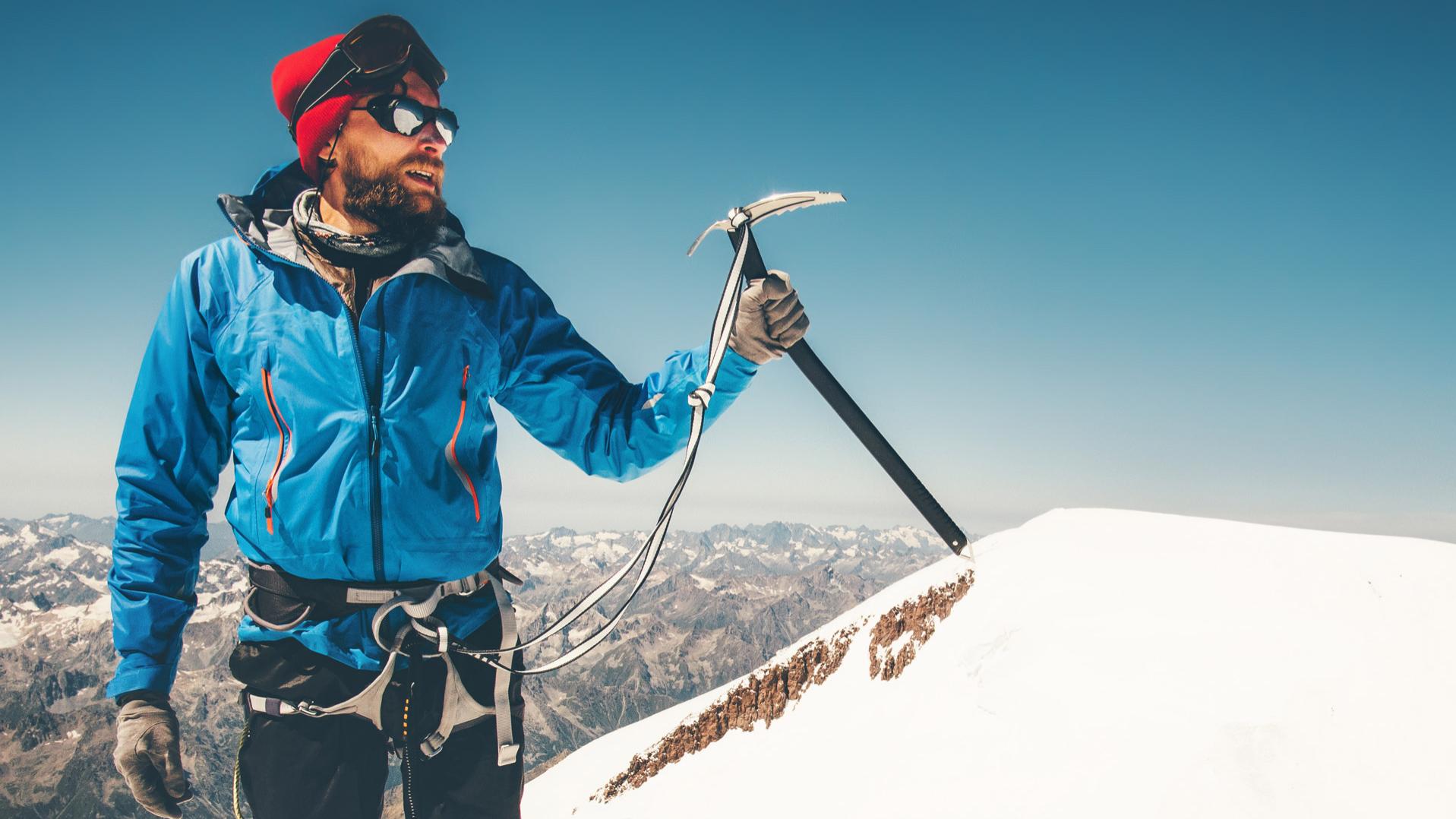 Photo of a mountaineer