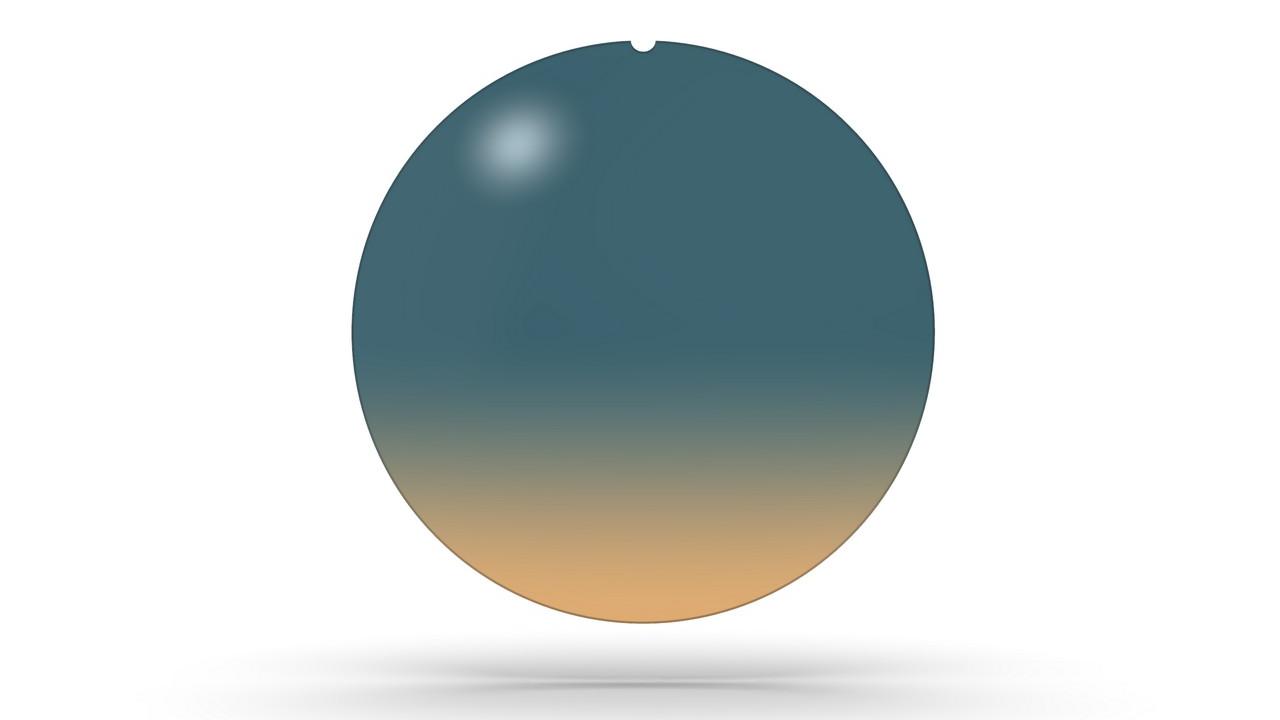 Visualisation of the ZEISS Sunlens, double gradient blue and orange lens.