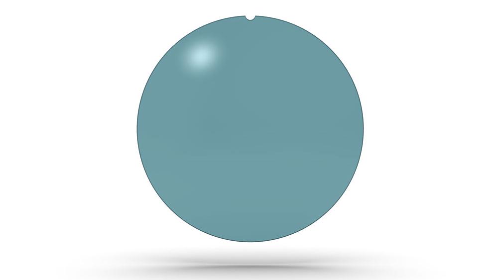 Visualisation of the ZEISS Sunlens, solid blue lens.