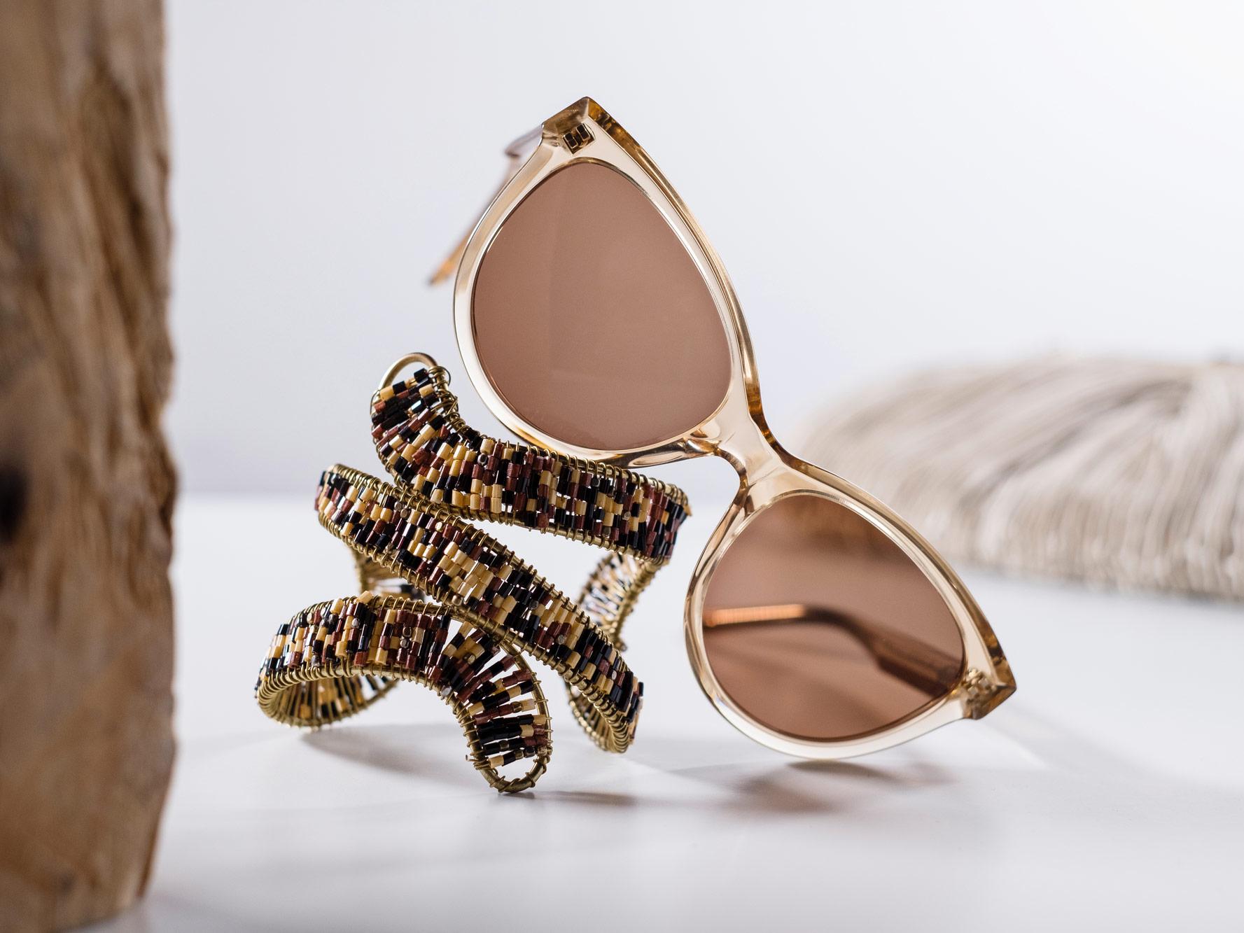Image of sunglasses with an injected plastic frame.
