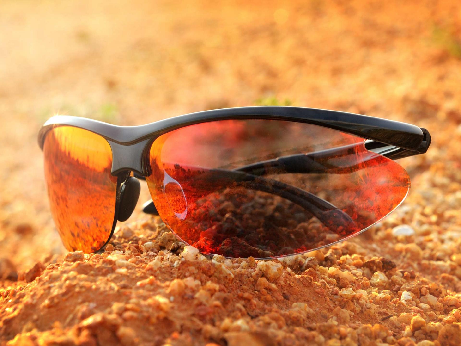 Image of sport sunglasses with half-rim frame.