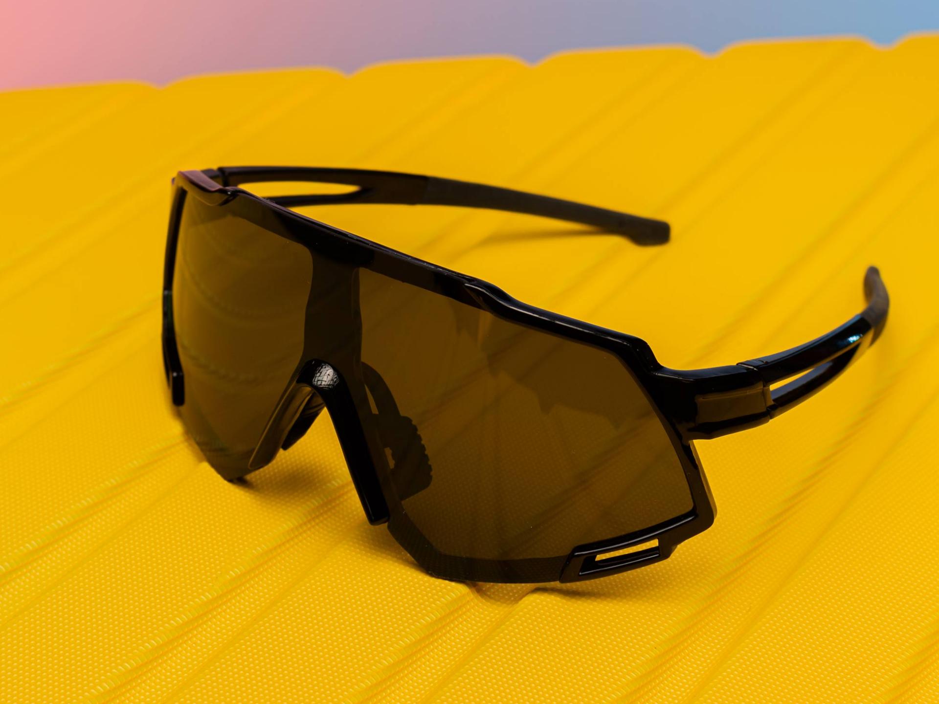 Image of sport sunglasses with an injected plastic frame.