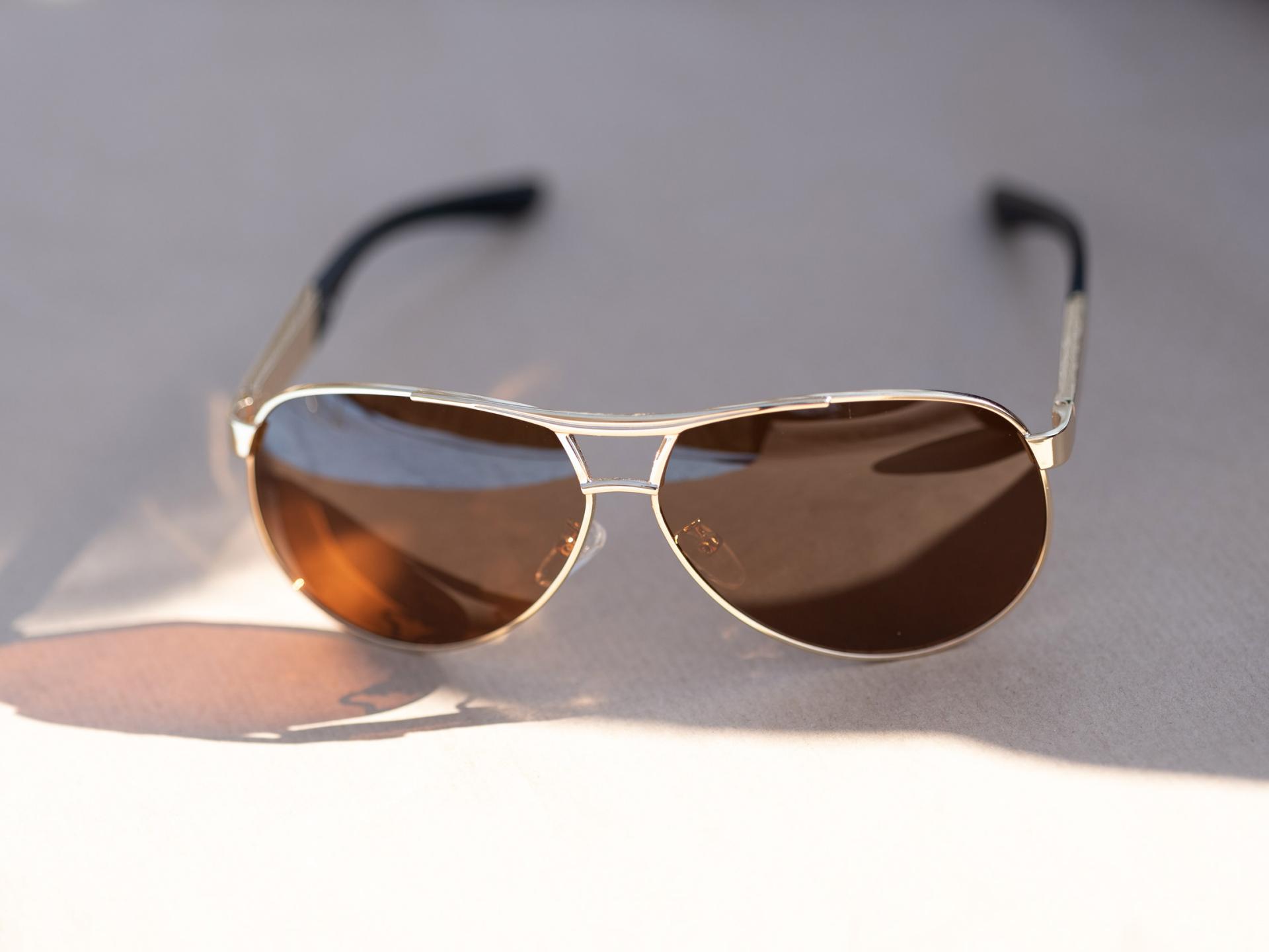 Image of sunglasses with a metal frame.